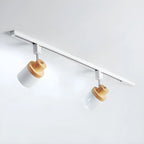 Faretto Orientabile a 4 Luci, Base in Legno e Metallo, Moderno, Scorrevole