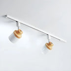 Faretto Orientabile a 4 Luci, Base in Legno e Metallo, Moderno, Scorrevole