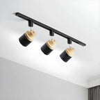 Faretto Orientabile a 4 Luci, Base in Legno e Metallo, Moderno, Scorrevole