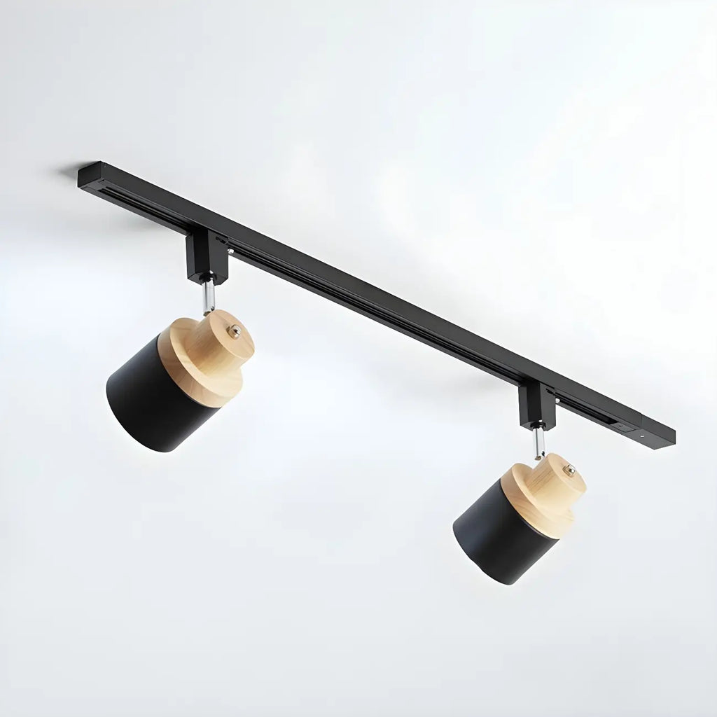Faretto Orientabile a 4 Luci, Base in Legno e Metallo, Moderno, Scorrevole