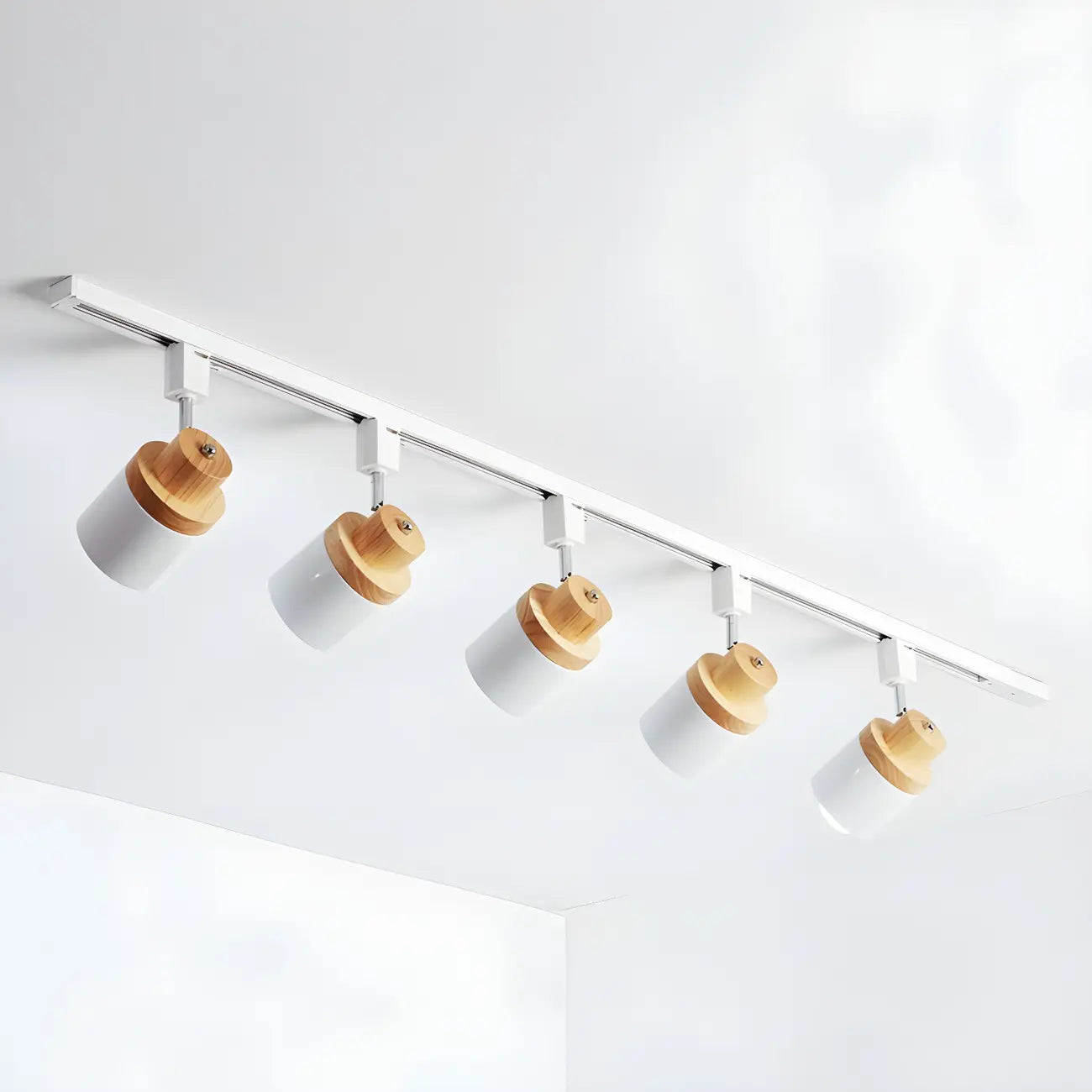 Faretto Orientabile a 4 Luci, Base in Legno e Metallo, Moderno, Scorrevole