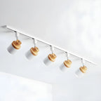 Faretto Orientabile a 4 Luci, Base in Legno e Metallo, Moderno, Scorrevole