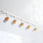 Faretto Orientabile a 4 Luci, Base in Legno e Metallo, Moderno, Scorrevole