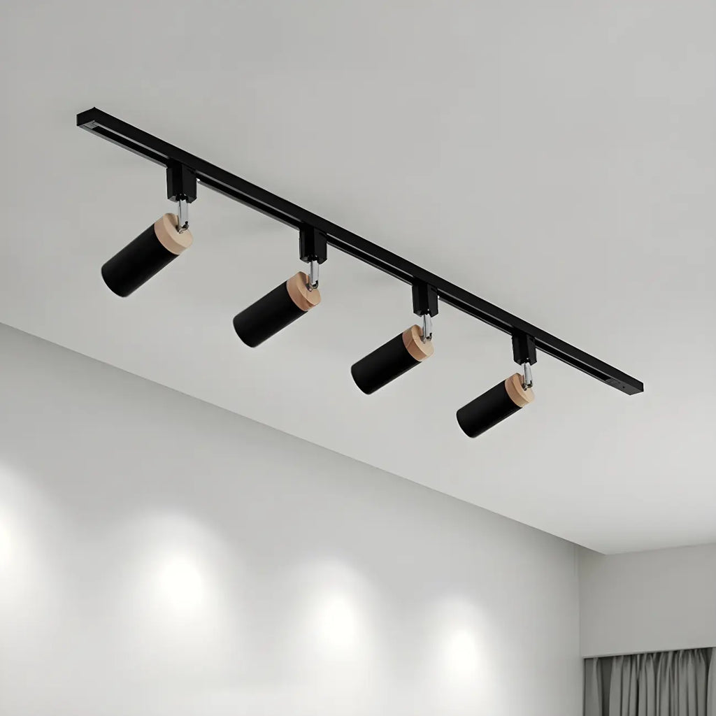Luminaire sur rail LED moderne en métal à 4 lampes avec tête orientable