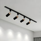 Luminaire sur rail LED moderne en métal à 4 lampes avec tête orientable