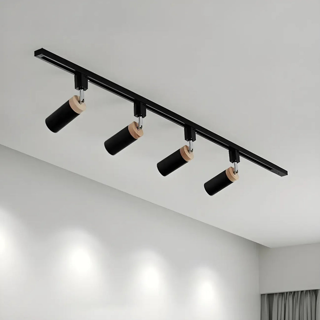 Luminaire sur rail LED moderne en métal à 4 lampes avec tête orientable