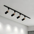Luminaire sur rail LED moderne en métal à 4 lampes avec tête orientable