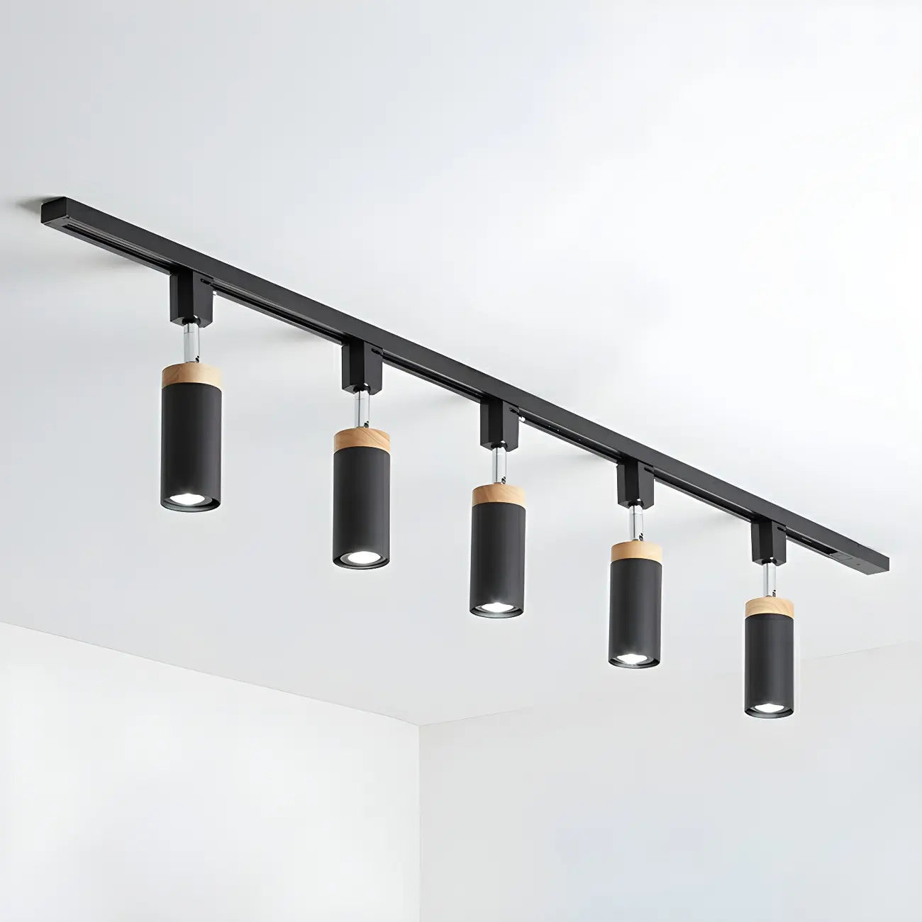 Luminaire sur rail LED moderne en métal à 4 lampes avec tête orientable