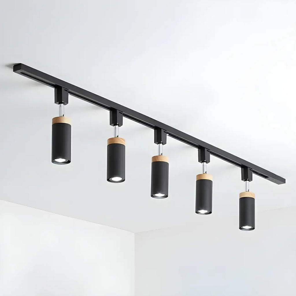 Luminaire sur rail LED moderne en métal à 4 lampes avec tête orientable