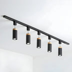 Luminaire sur rail LED moderne en métal à 4 lampes avec tête orientable