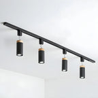 Luminaire sur rail LED moderne en métal à 4 lampes avec tête orientable