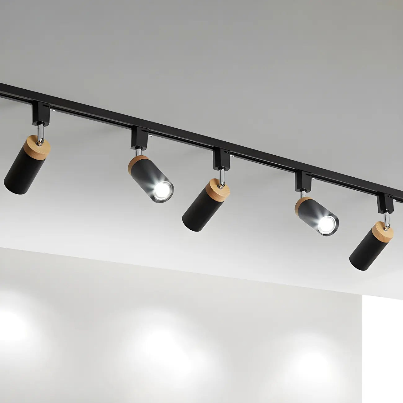 Luminaire sur rail LED moderne en métal à 4 lampes avec tête orientable