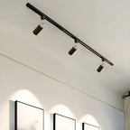 Luminaire sur rail LED moderne en métal à 4 lampes avec tête orientable