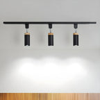Luminaire sur rail LED moderne en métal à 4 lampes avec tête orientable