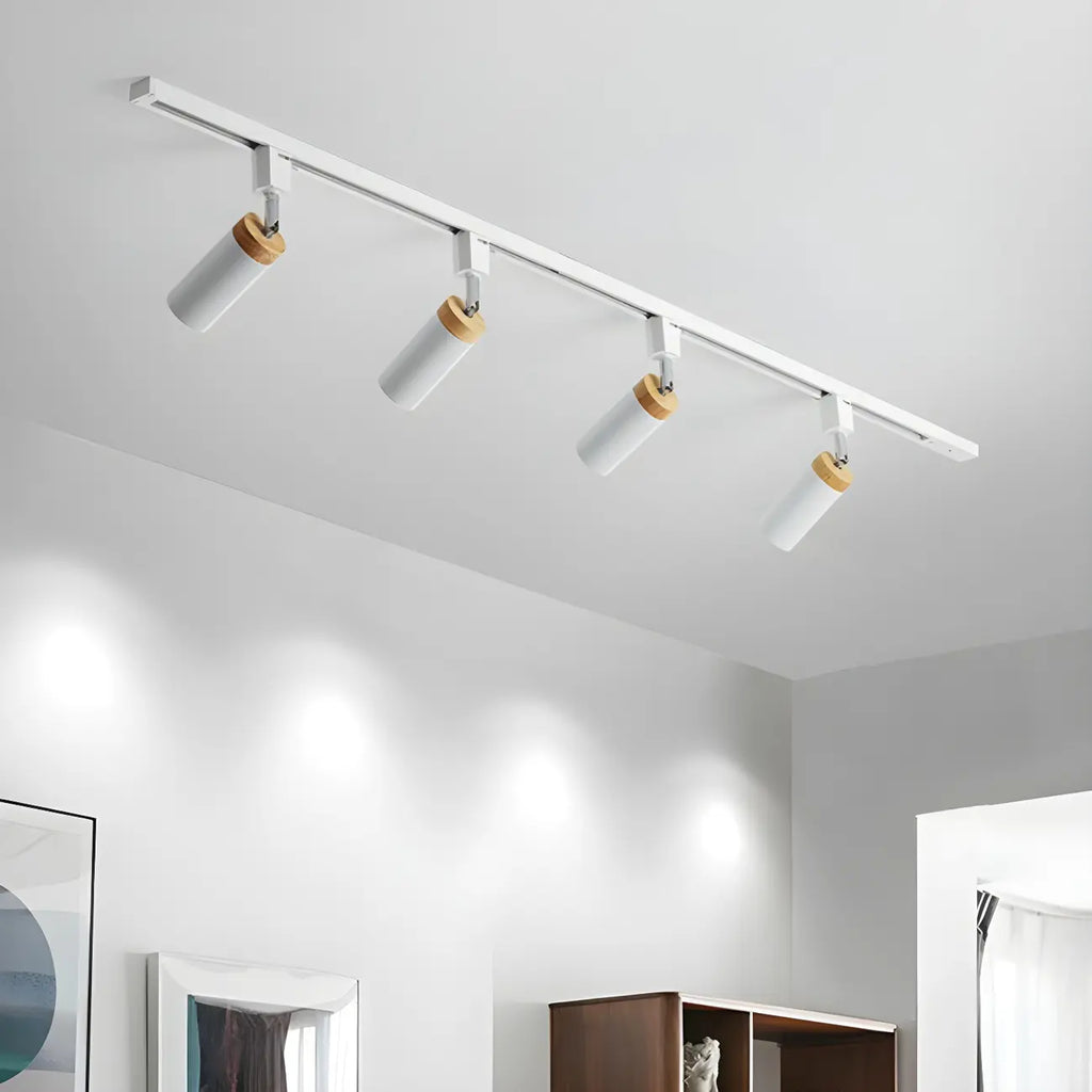Luminaire sur rail LED moderne en métal à 4 lampes avec tête orientable