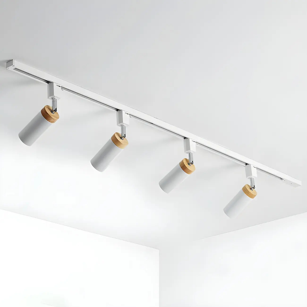 Luminaire sur rail LED moderne en métal à 4 lampes avec tête orientable