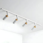 Luminaire sur rail LED moderne en métal à 4 lampes avec tête orientable