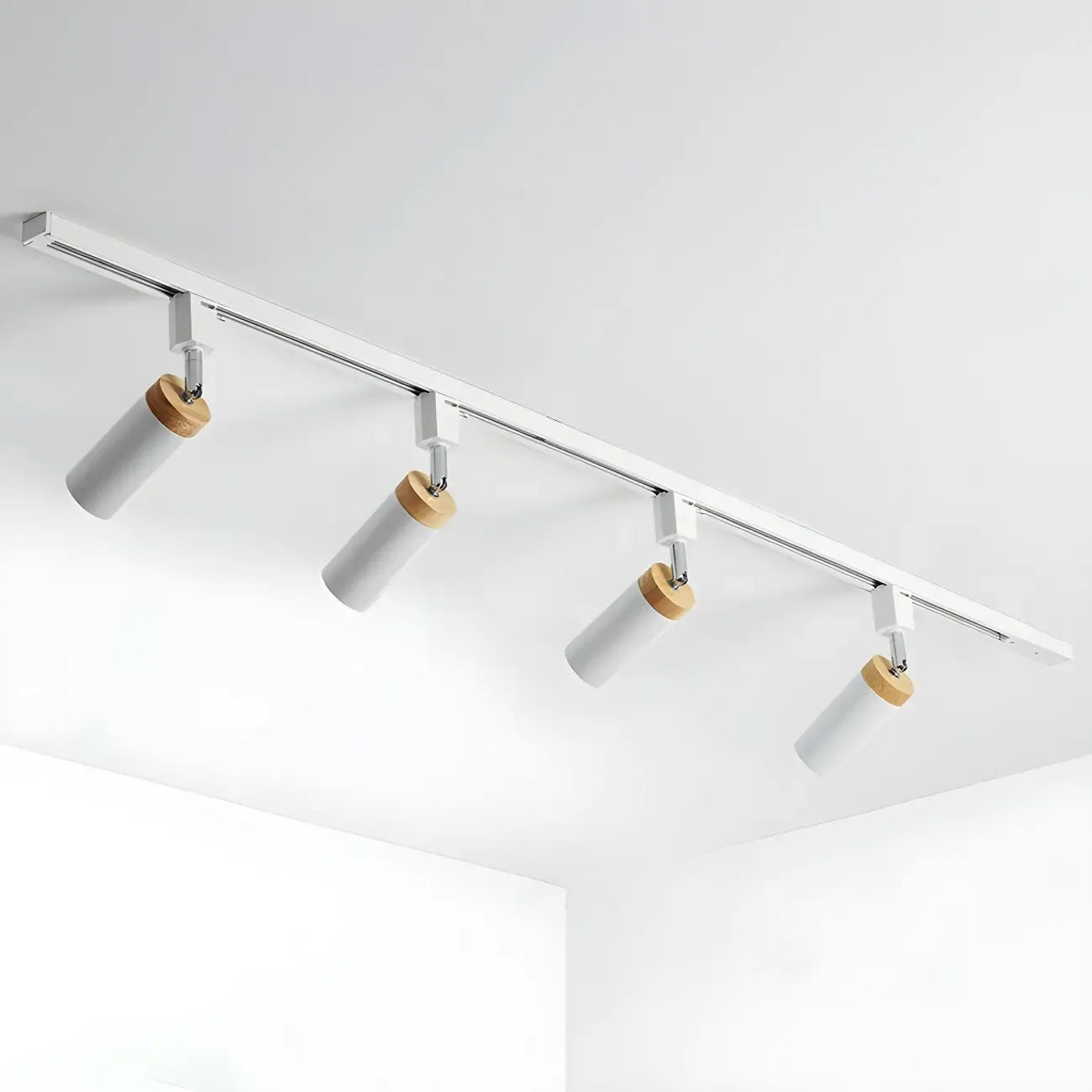 Luminaire sur rail LED moderne en métal à 4 lampes avec tête orientable