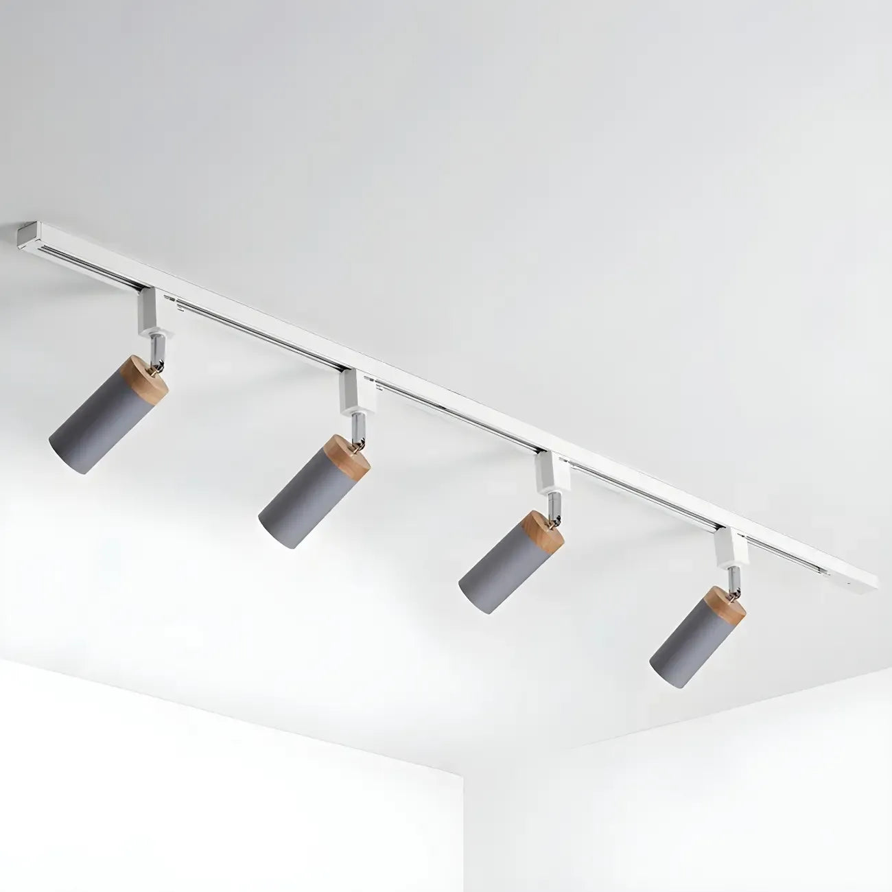 Luminaire sur rail LED moderne en métal à 4 lampes avec tête orientable