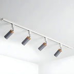 Luminaire sur rail LED moderne en métal à 4 lampes avec tête orientable