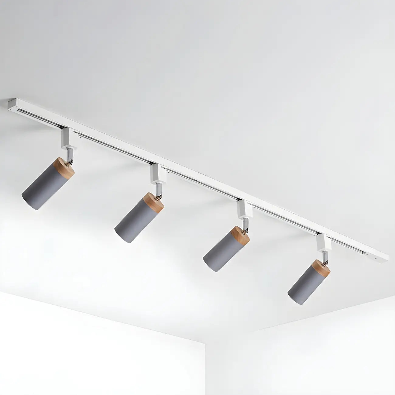 Luminaire sur rail LED moderne en métal à 4 lampes avec tête orientable