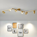 Lampadario a binario semi-incassato a 6 luci a LED, con braccio oscillante moderno dorato