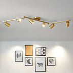 Lampadario a binario semi-incassato a 6 luci a LED, con braccio oscillante moderno dorato