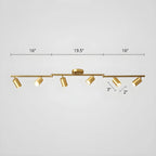 Lampadario a binario semi-incassato a 6 luci a LED, con braccio oscillante moderno dorato
