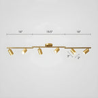 Lampadario a binario semi-incassato a 6 luci a LED, con braccio oscillante moderno dorato