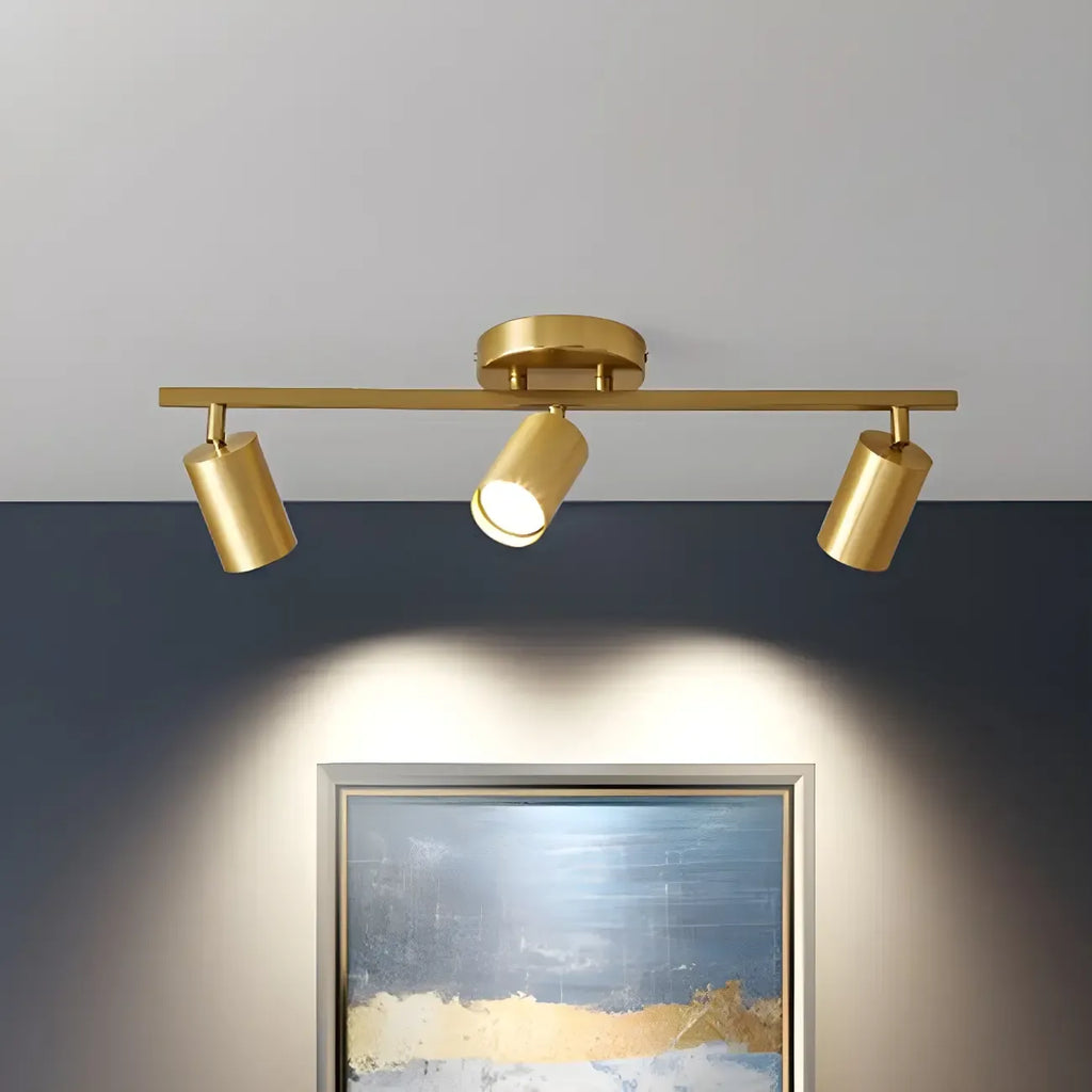 Lampadario a binario semi-incassato a 6 luci a LED, con braccio oscillante moderno dorato
