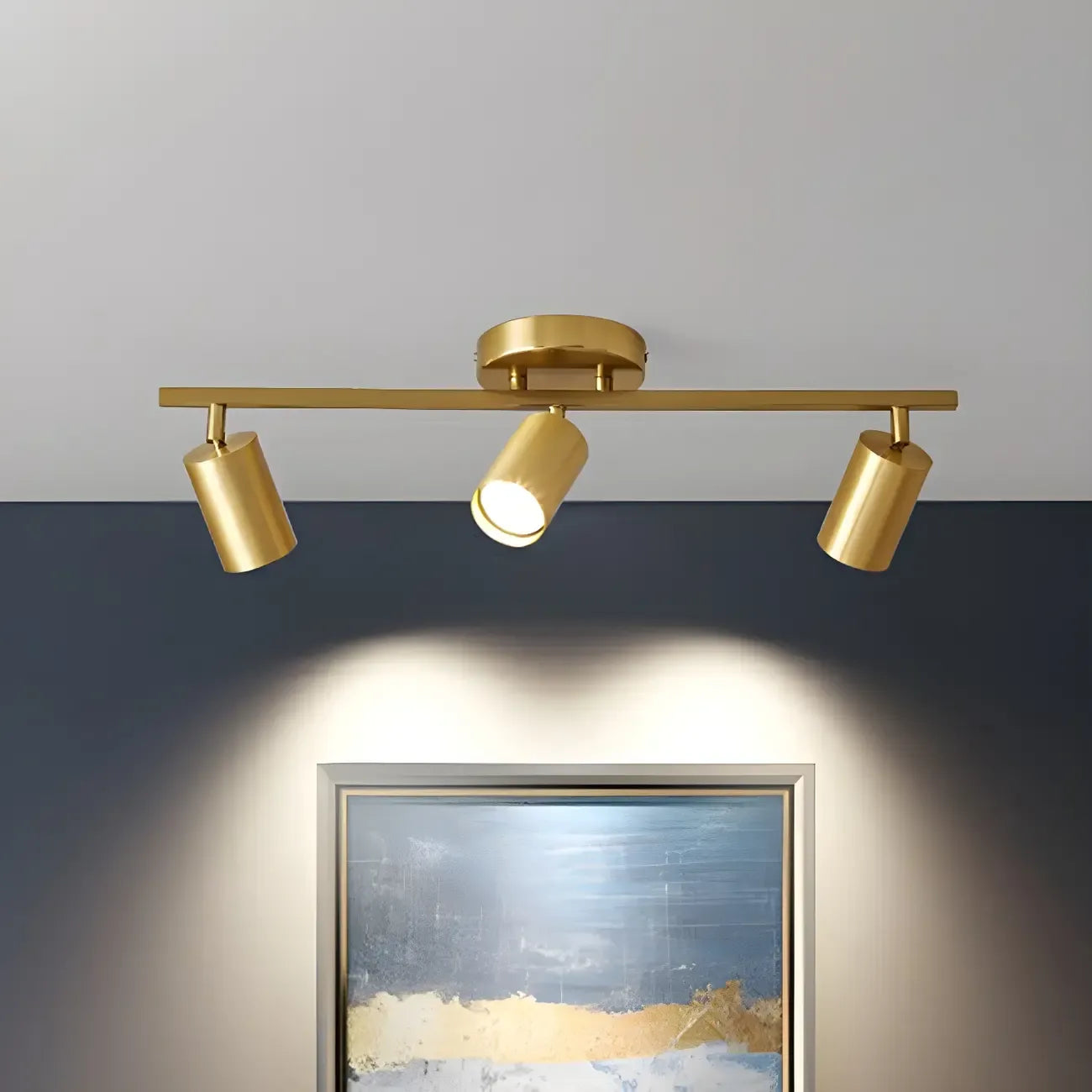 Lampadario a binario semi-incassato a 6 luci a LED, con braccio oscillante moderno dorato