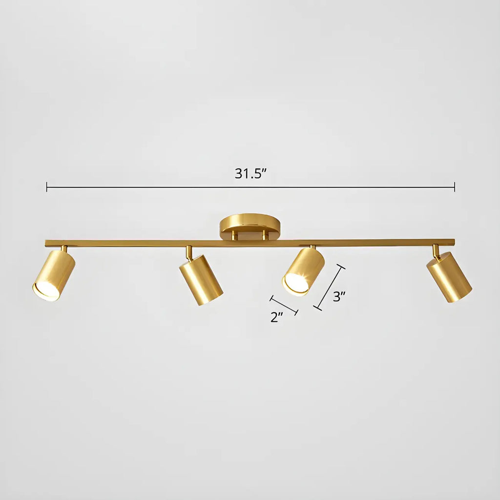 Lampadario a binario semi-incassato a 6 luci a LED, con braccio oscillante moderno dorato