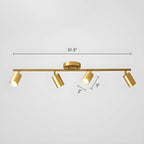 Lampadario a binario semi-incassato a 6 luci a LED, con braccio oscillante moderno dorato