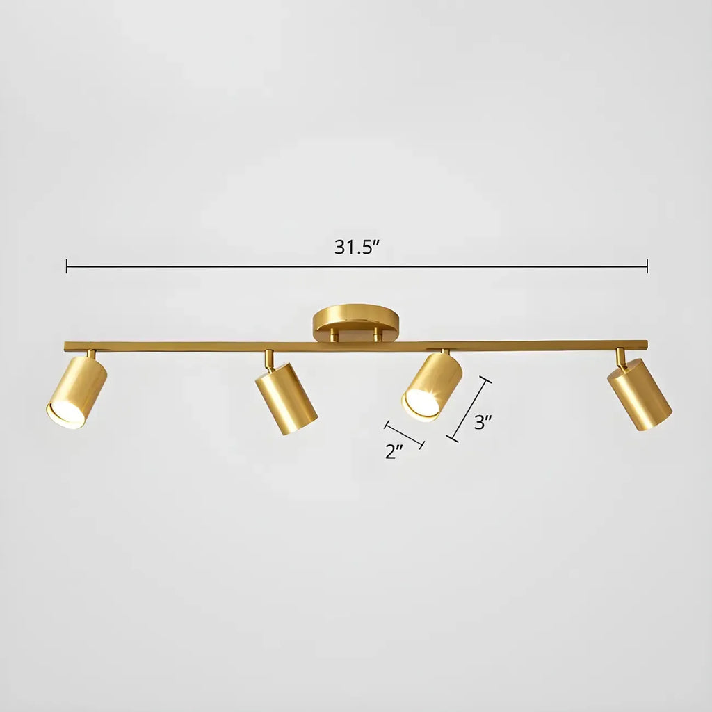 Lampadario a binario semi-incassato a 6 luci a LED, con braccio oscillante moderno dorato