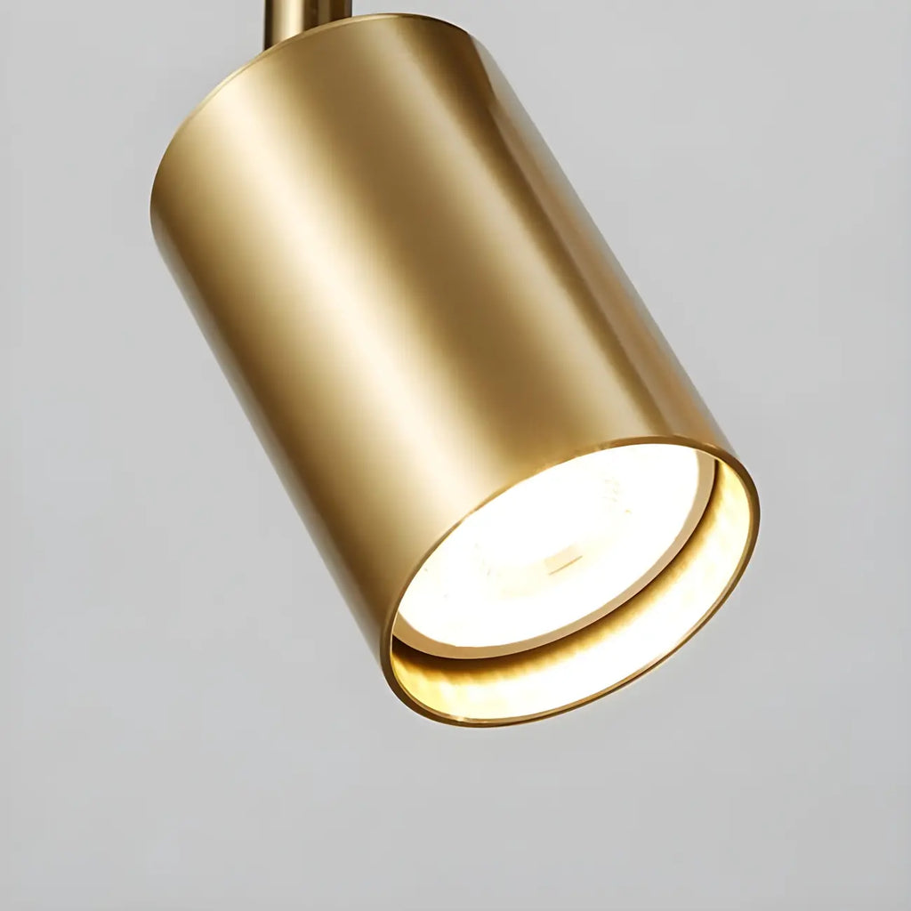 Lampadario a binario semi-incassato a 6 luci a LED, con braccio oscillante moderno dorato