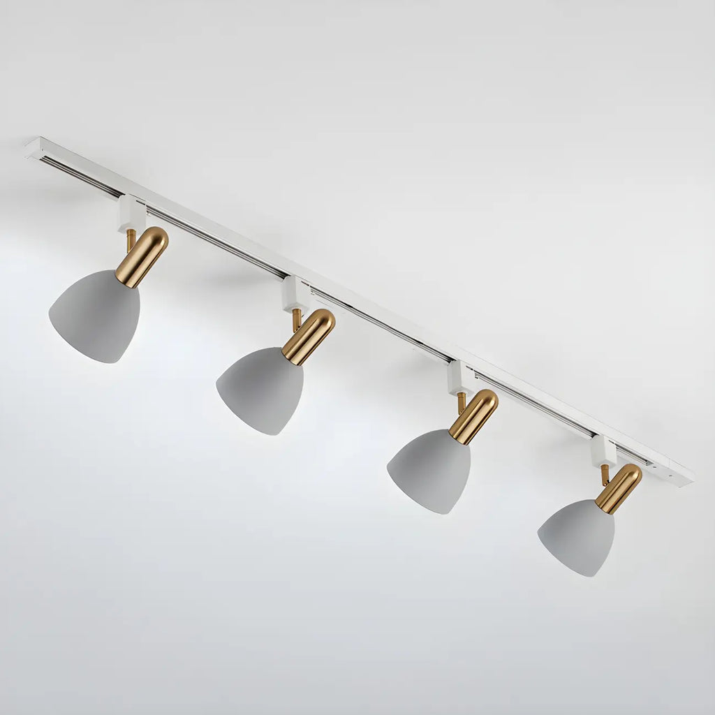 Faretto da binario a 4 luci moderno, con cupola in metallo e LED scorrevoli