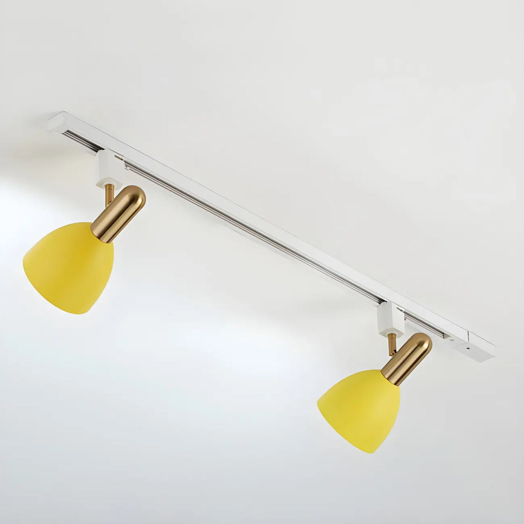 Faretto da binario a 4 luci moderno, con cupola in metallo e LED scorrevoli