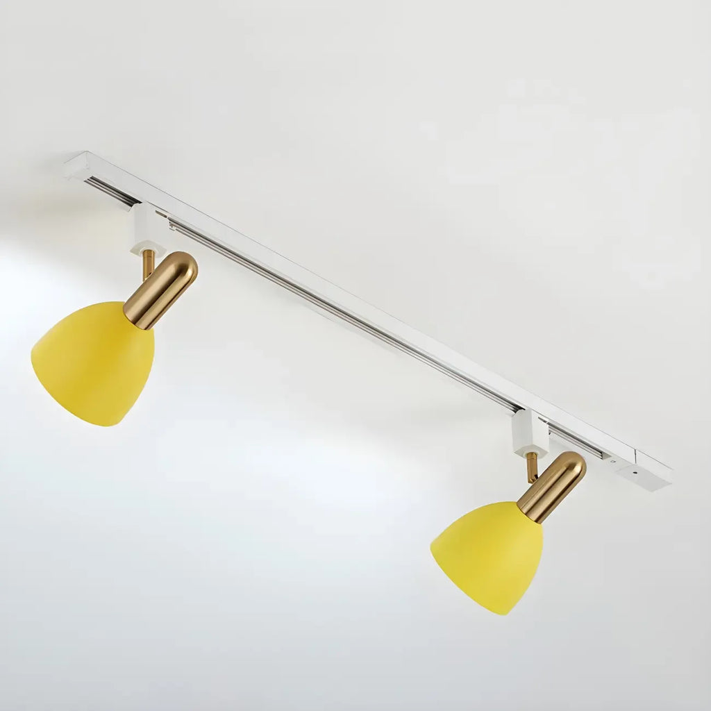 Faretto da binario a 4 luci moderno, con cupola in metallo e LED scorrevoli