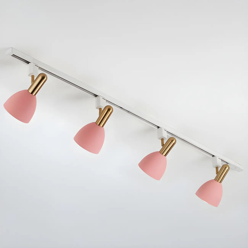 Faretto da binario a 4 luci moderno, con cupola in metallo e LED scorrevoli