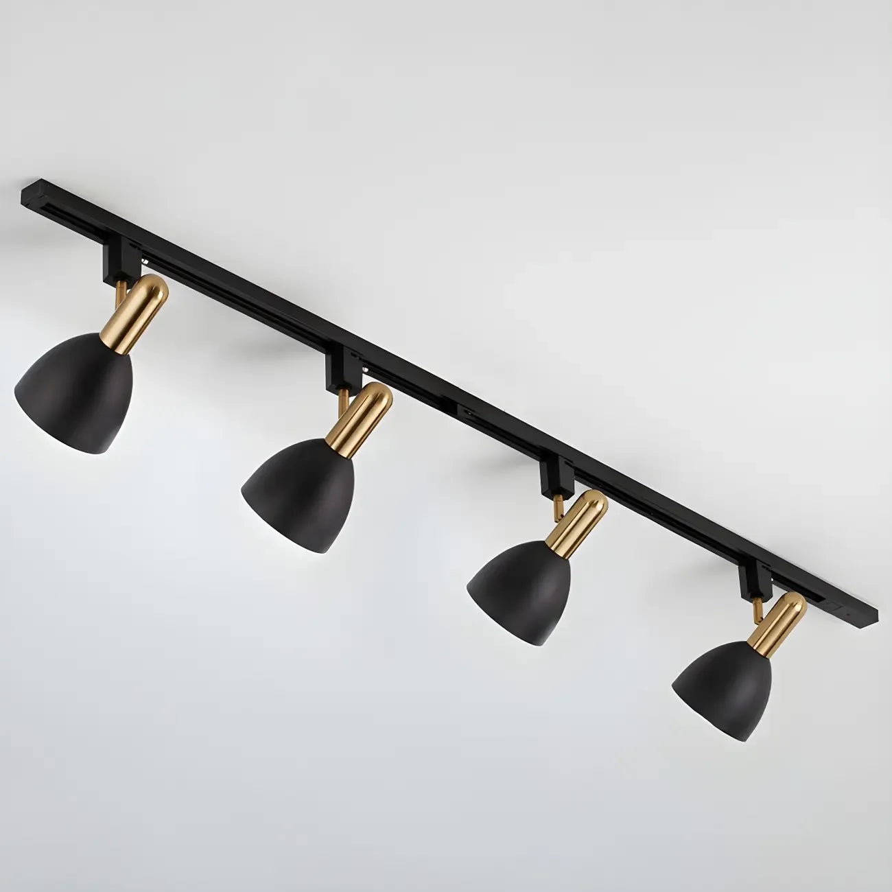 Faretto da binario a 4 luci moderno, con cupola in metallo e LED scorrevoli