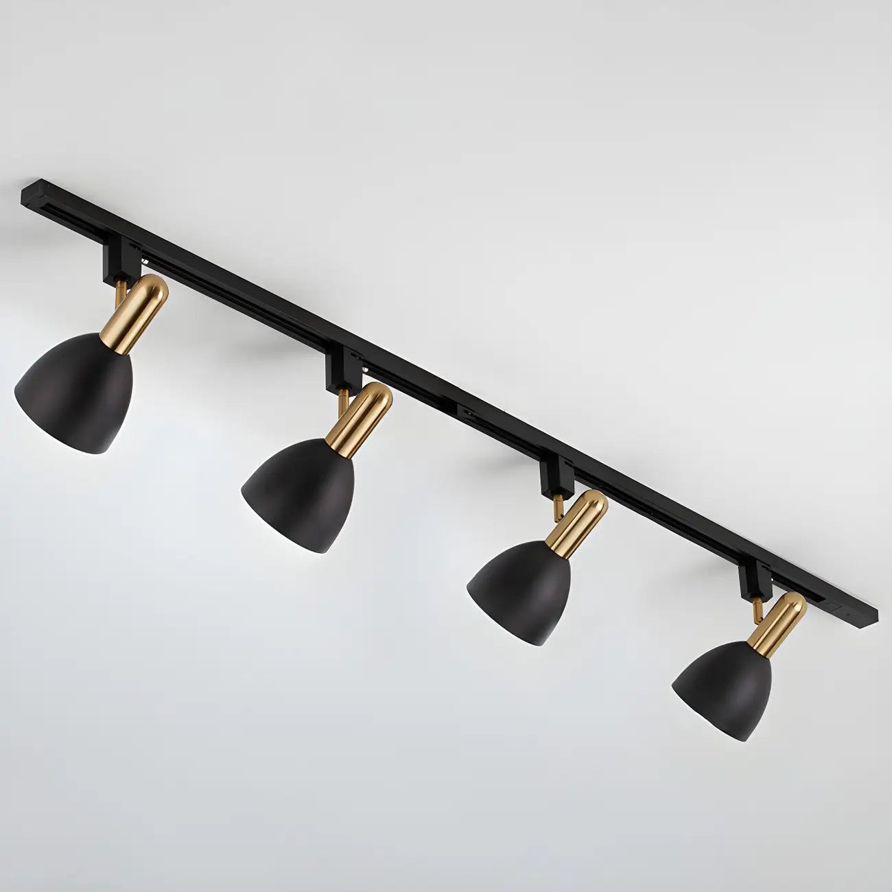 Faretto da binario a 4 luci moderno, con cupola in metallo e LED scorrevoli