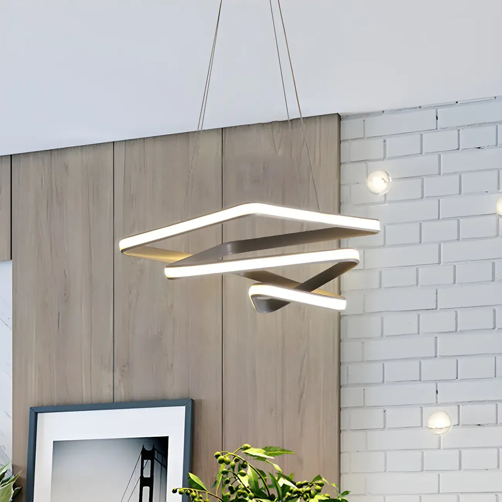 Lustre LED moderne, élégant et linéaire, idéal pour le salon.