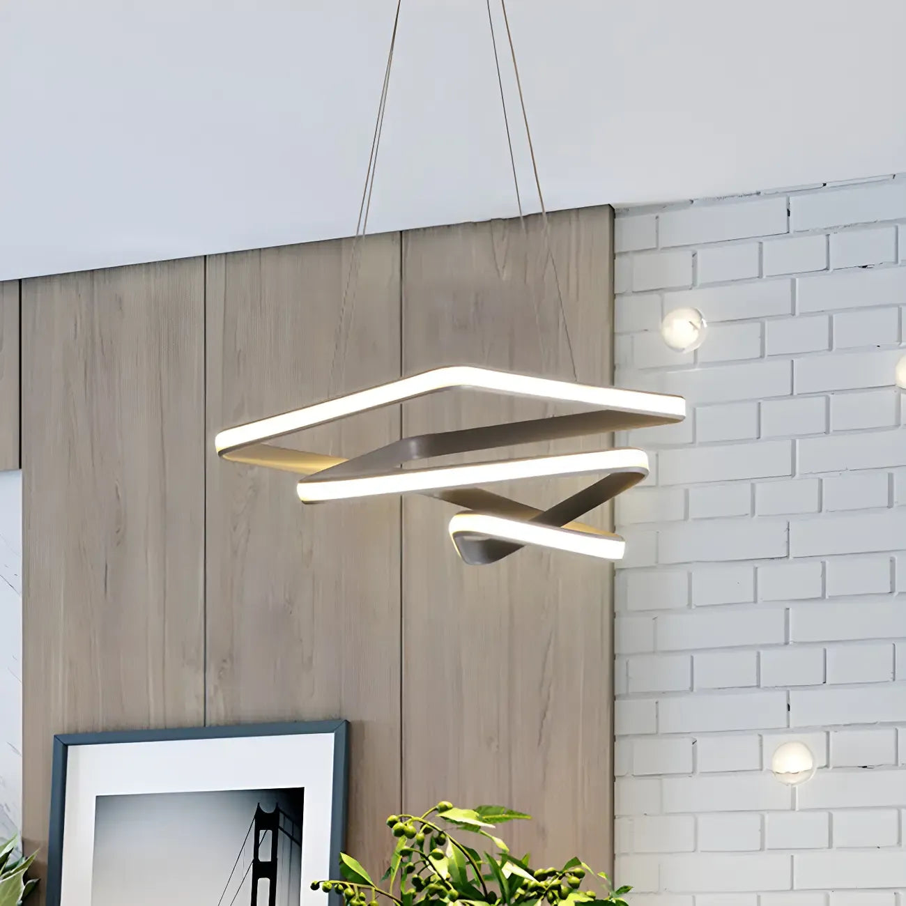 Lustre LED moderne, élégant et linéaire, idéal pour le salon.