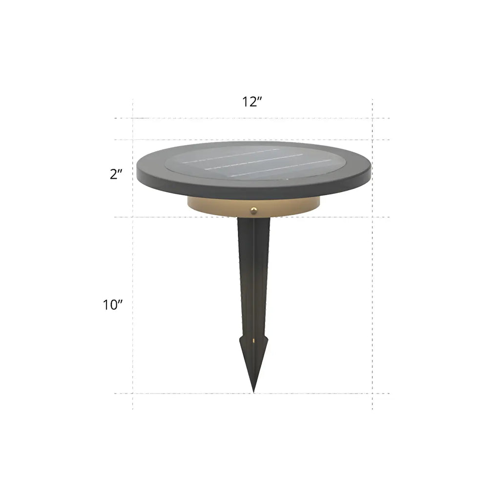 Disque métallique gris mat pour éclairage solaire paysager