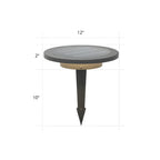 Disque métallique gris mat pour éclairage solaire paysager