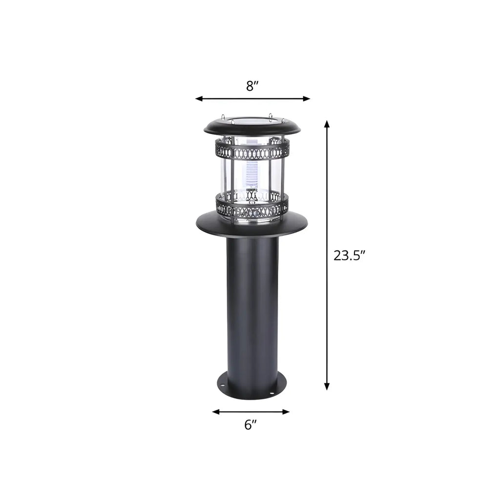 Éclairage paysager cylindrique en métal solaire pour patio