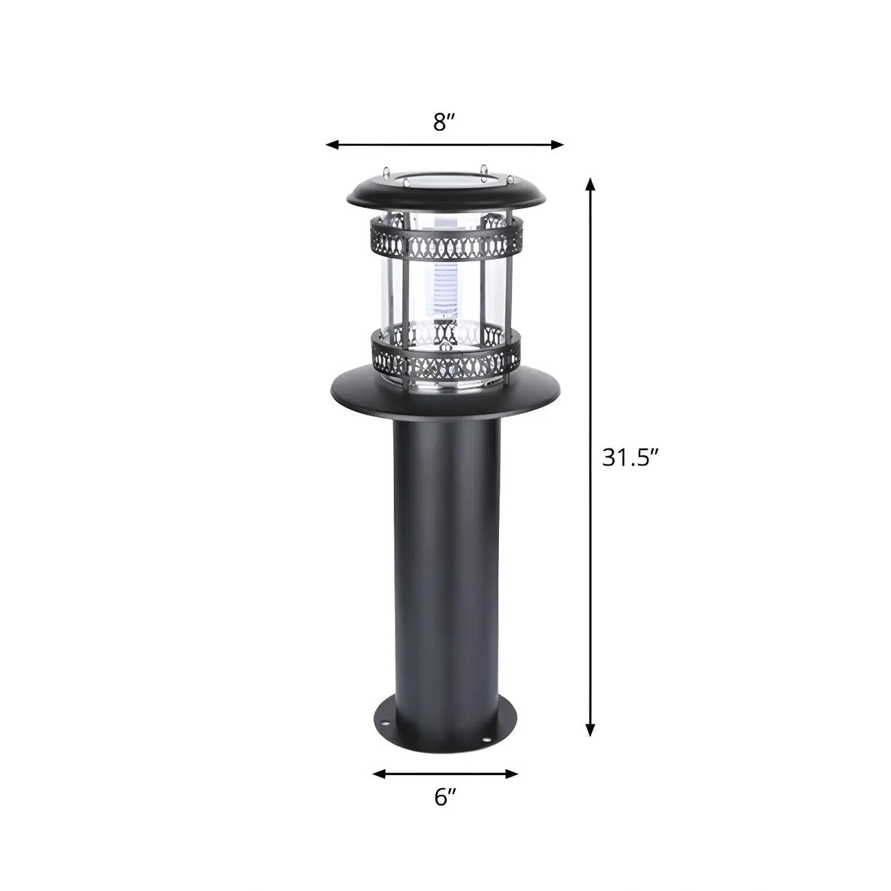 Éclairage paysager cylindrique en métal solaire pour patio