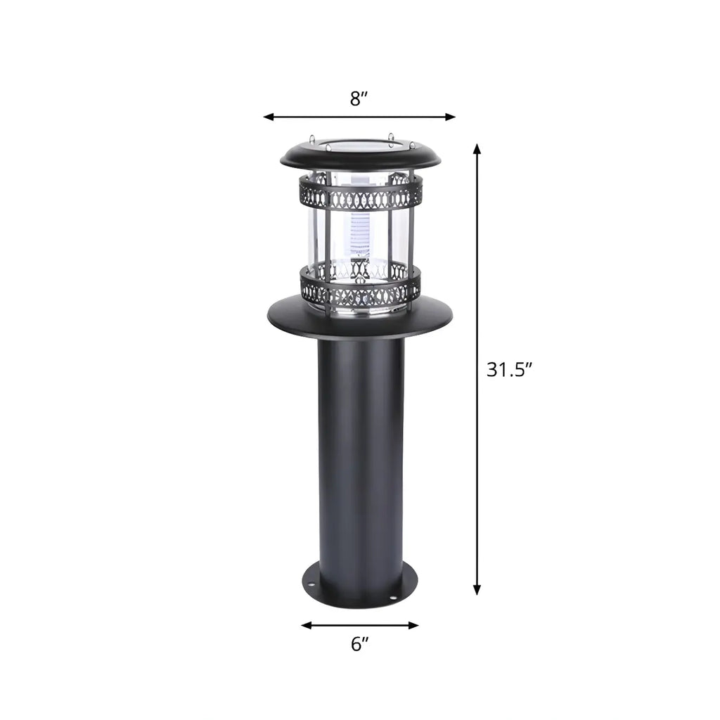 Éclairage paysager cylindrique en métal solaire pour patio