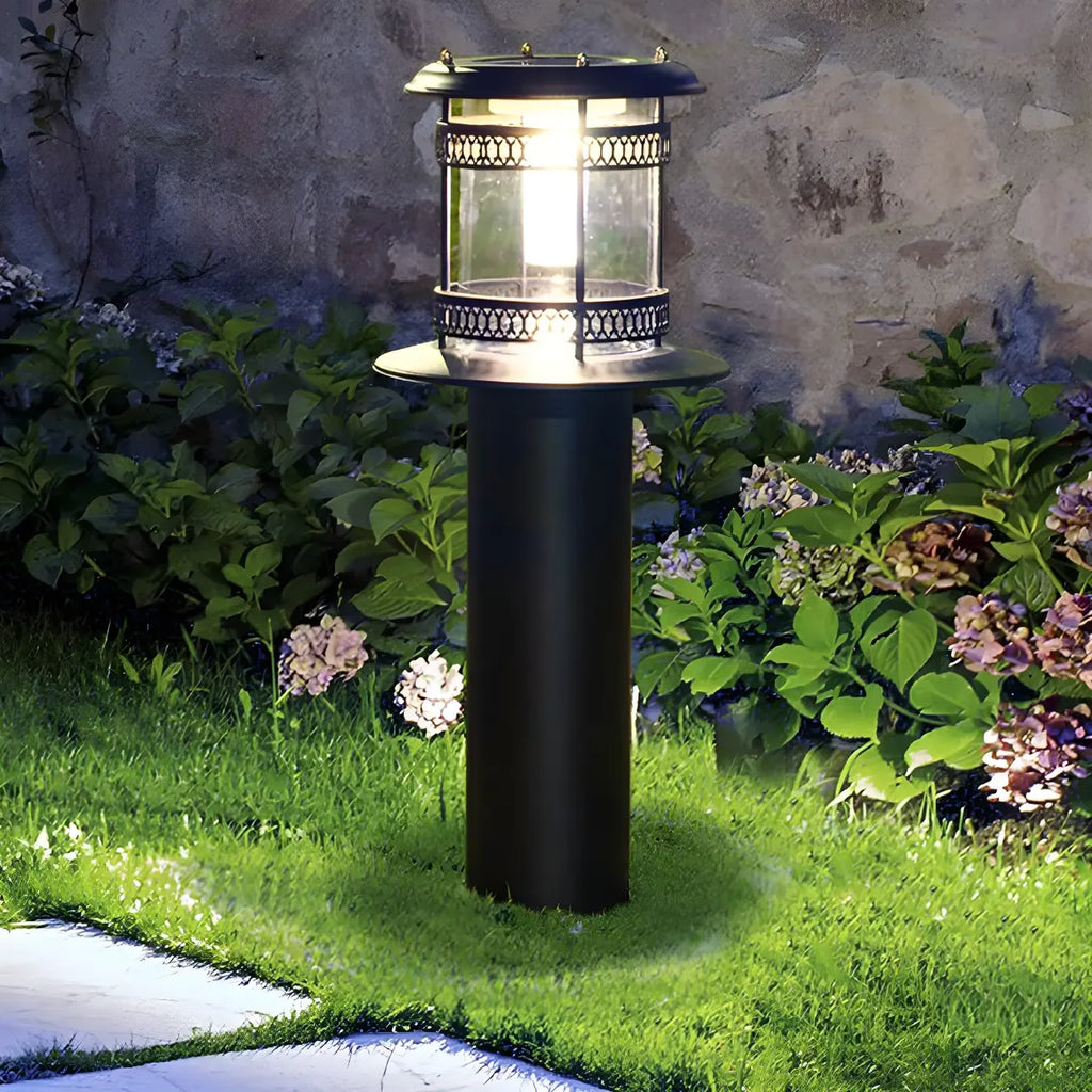 Éclairage paysager cylindrique en métal solaire pour patio