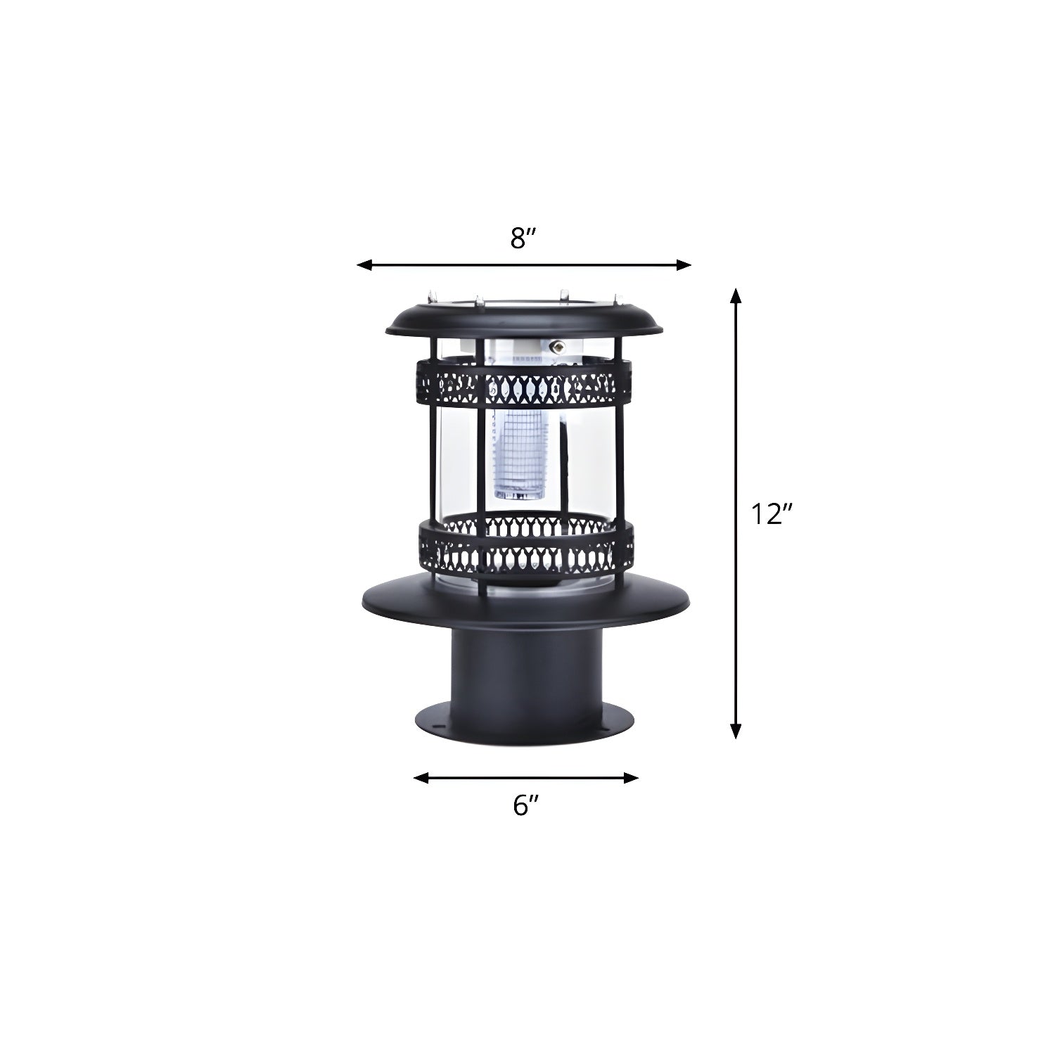 Éclairage paysager cylindrique en métal solaire pour patio